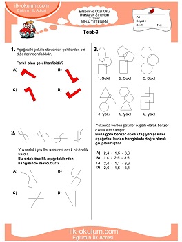 1. sınıf Bilsem Genel Yetenek Testileri